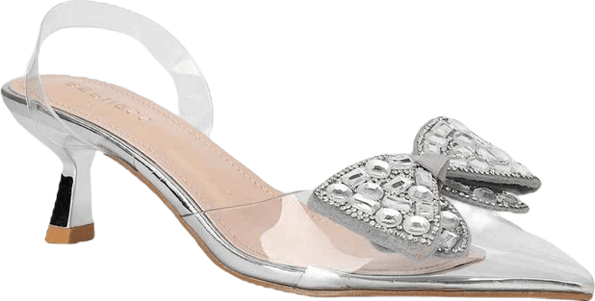 Women's Maxi88 Clear Upper Kitten Heels with Rhinestone Detail