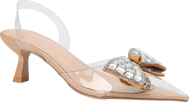 Women's Maxi88 Clear Upper Kitten Heels with Rhinestone Detail