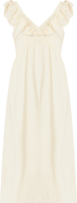 Women's Flutter-Sleeve Tie-Back Midi Dress