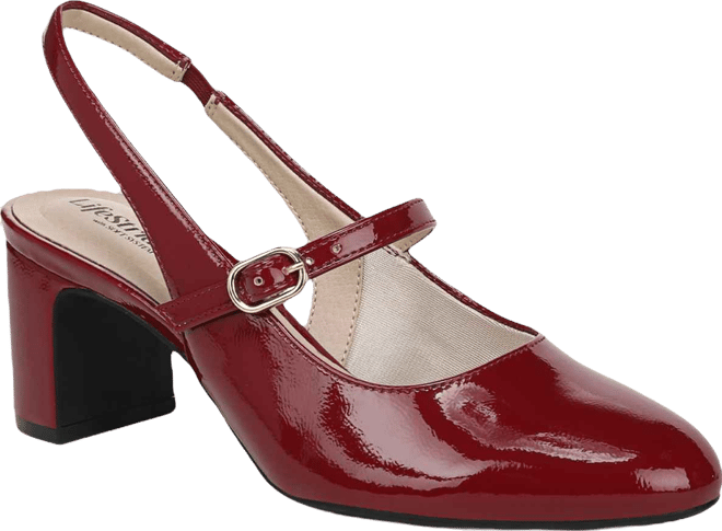 Women's Trust Block Heel Mary Jane Slingback Pumps