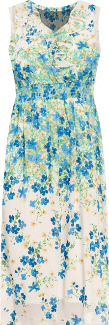 Women's V-Neck Sleeveless Smocked-Waist Dress