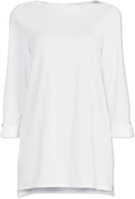 Women's Plus Size Supima Cotton Adjustable 3/4 Sleeve Boatneck Tunic