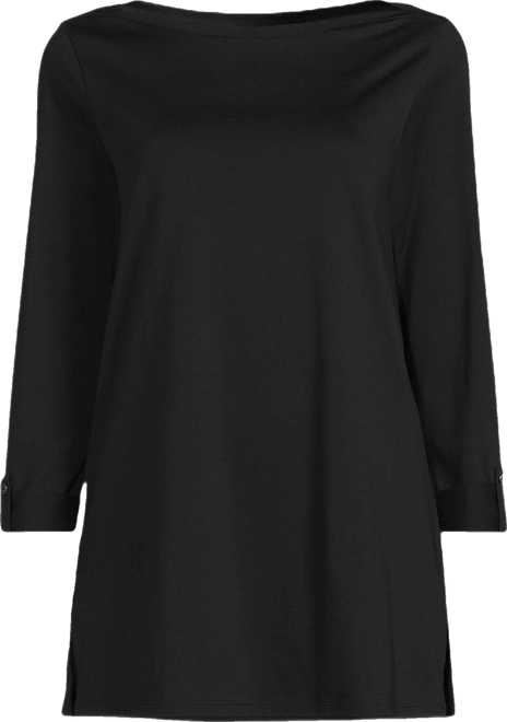 Women's Plus Size Supima Cotton Adjustable 3/4 Sleeve Boatneck Tunic