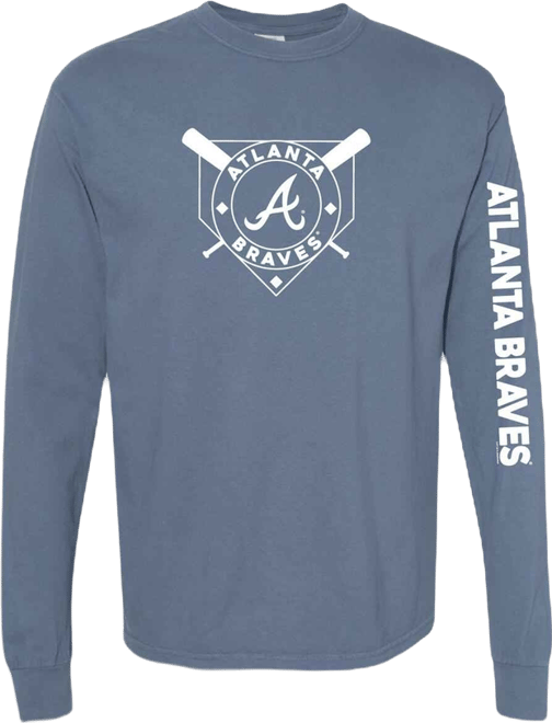 Women's Navy Atlanta Braves Pigment Dye Long Sleeve T-Shirt