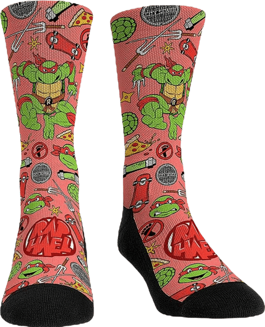 Rock Em' Men's and Women's Teenage Mutant Ninja Turtles Raphael Kaboom Crew Socks