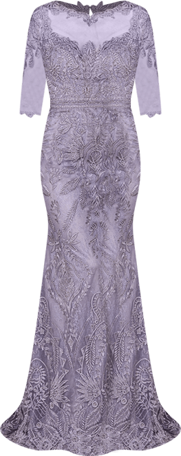 Women's Detachable Half Sleeve Lace Sheath Gown