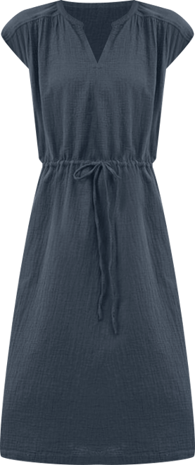 Women's Organic Cotton Coastal Double Gauze Tie Waist Midi Dress
