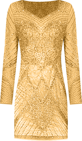Women's Long Sleeve Beaded Cocktail Dress