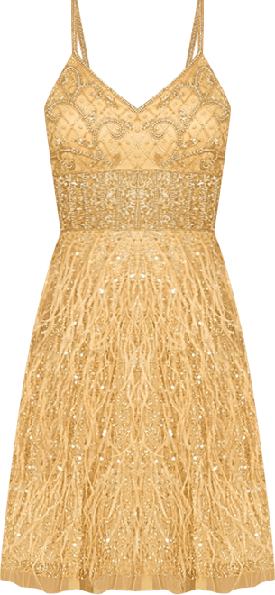 Women's Beaded, Feather Cocktail Short