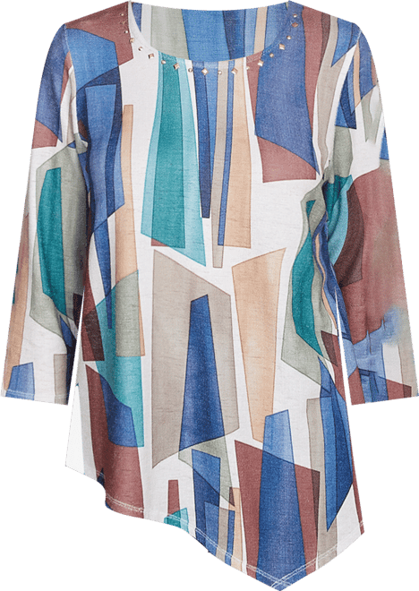 Women's Summer Solstice Abstract Stained Glass Crew Neck Top