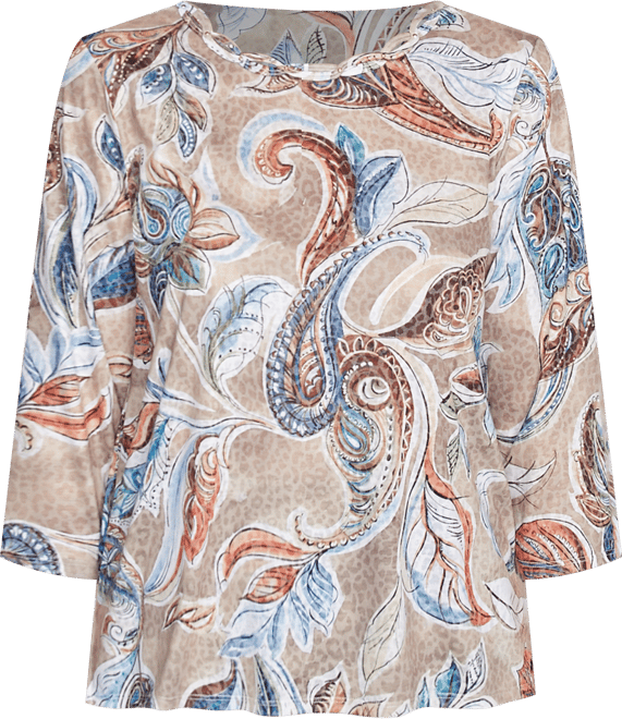 Women's Summer Solstice Twisted Crew Neck Paisley Top