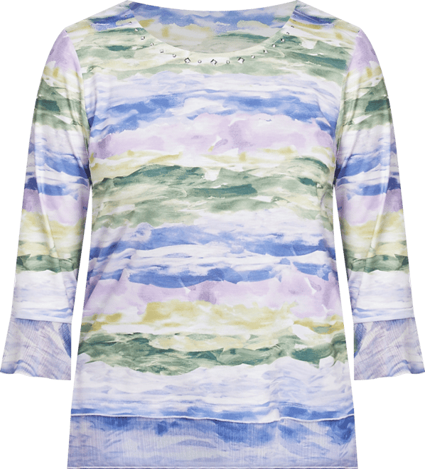 Women's Santa Fe Watercolor Biadere Striped Top
