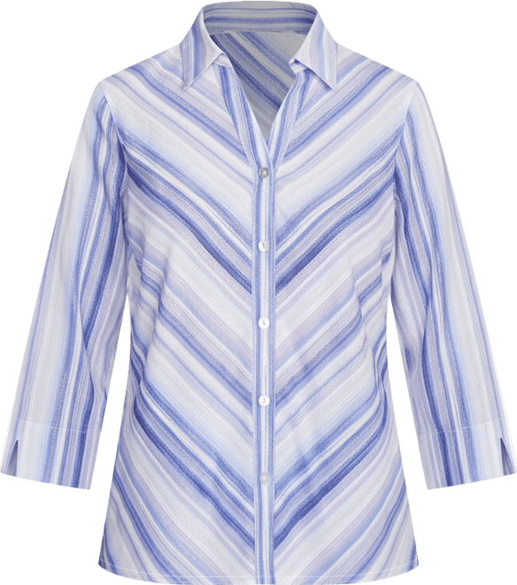 Women's Santa Fe Mitered Iris Stripe Button Down Top
