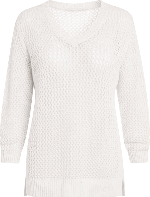 Women's Open Knit Sparkle Pullover
