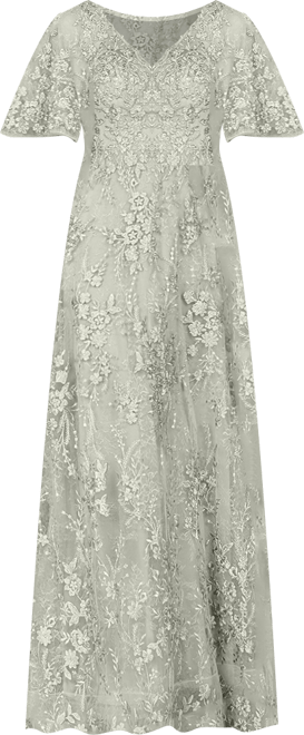 Women's V-neck, Cape Sleeve Gown