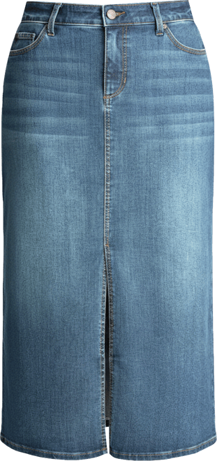 Plus Size Denim Maxi Skirt in 37"length with front slit