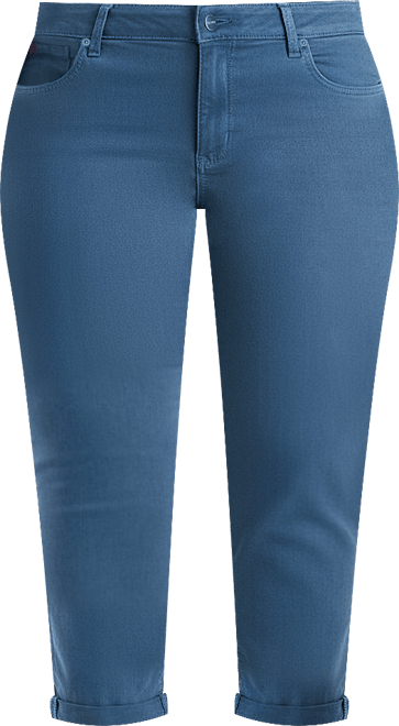 Plus Size Color Mid rise boyfriend rolled in 25.5" inseam