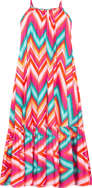Plus Size Chevron Voluminous Maxi Dress