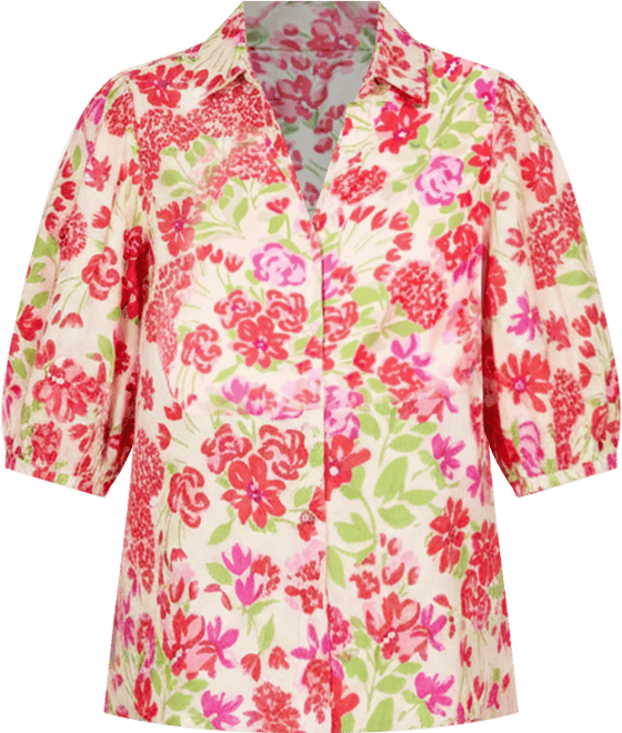 June + Vie Women's June + Vie Puff-Sleeve Button-Down Blouse