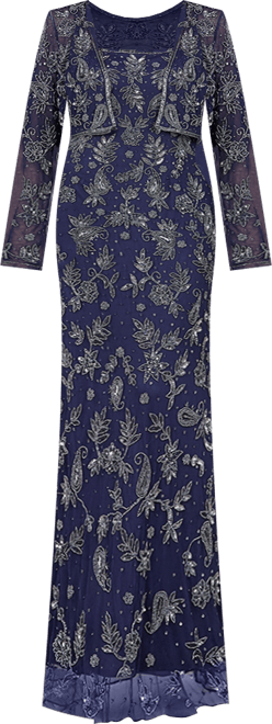 Women's Sheath Gown with Long Sleeve Jacket