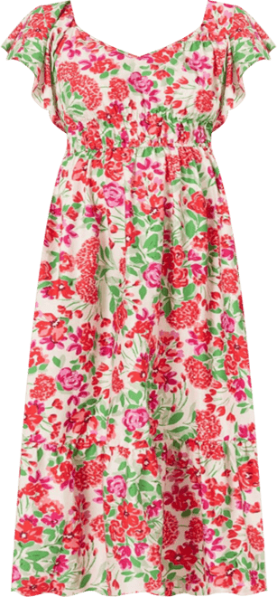 June + Vie Women's June + Vie Smocked Poplin Maxi Dress