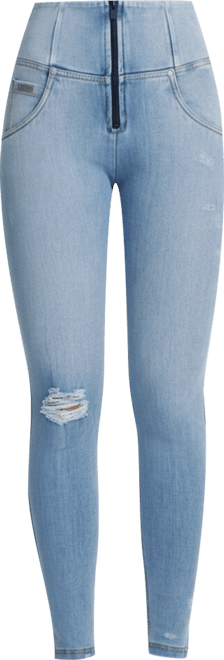 Women's Distressed High-Rise Sculpting Skinny Jeans