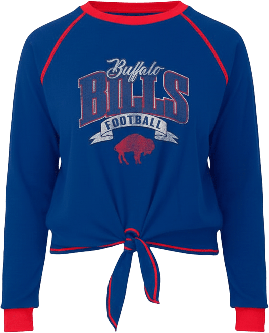 Women's Royal/Red Buffalo Bills Tie-Front Long Sleeve Top