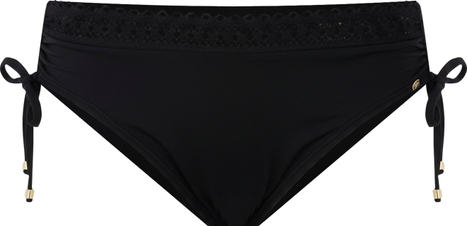 Women's Side Tie Lace Trim Bikini Bottom