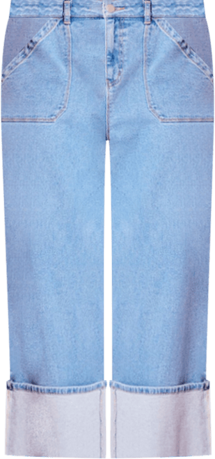 June + Vie Women's June + Vie Wide-Leg Cropped Cuffed Jeans