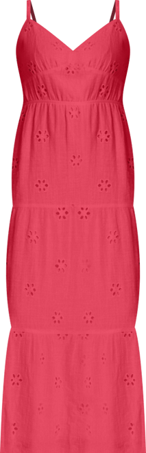 Women's Eyelet Open-Back Maxi Dress