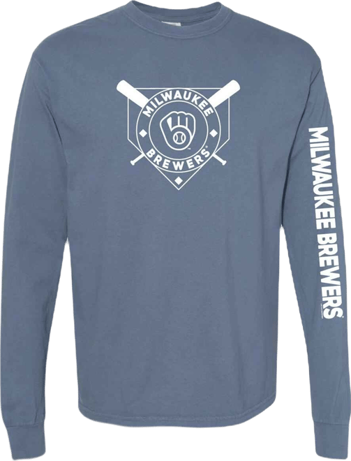 Women's Navy Milwaukee Brewers Pigment Dye Long Sleeve T-Shirt