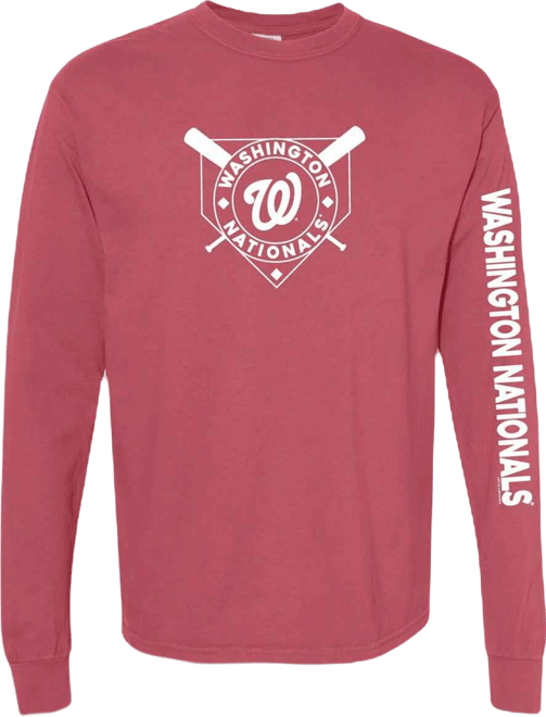 Women's Red Washington Nationals Pigment Dye Long Sleeve T-Shirt