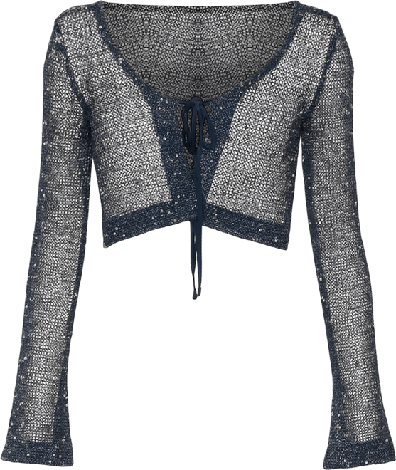 Women's Idra Crochet Net Tie Front Top