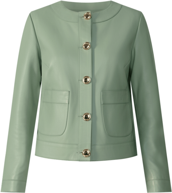 Women's Cropped Leather Jacket With Gold Buttons, Created for Macy's