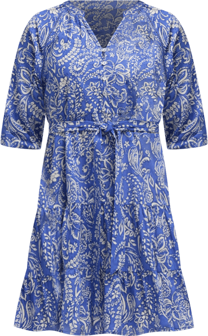 Women's Tiered Floral Belted Dress