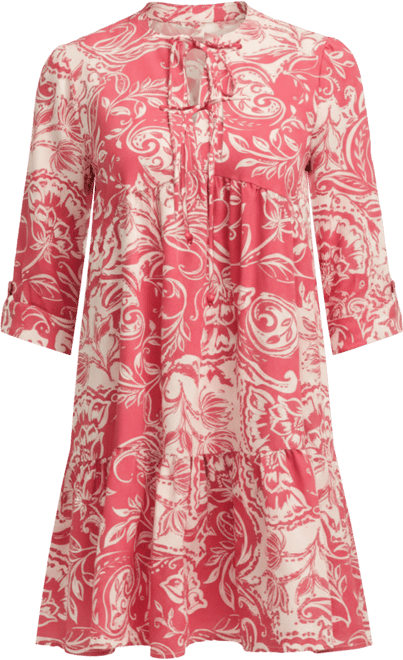 Women's Tiered Dress with Double Tie Neckline