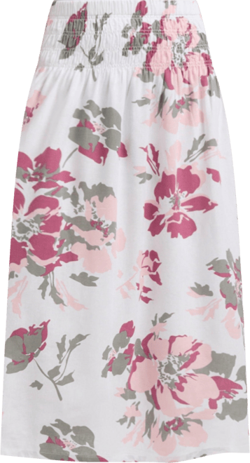 Women's Smocked Waist Linen-Blend Skirt