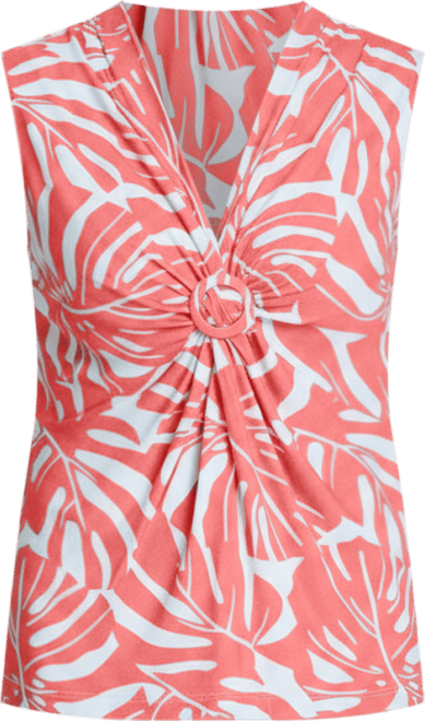 Women's Gathered Front Tropic Print Shell