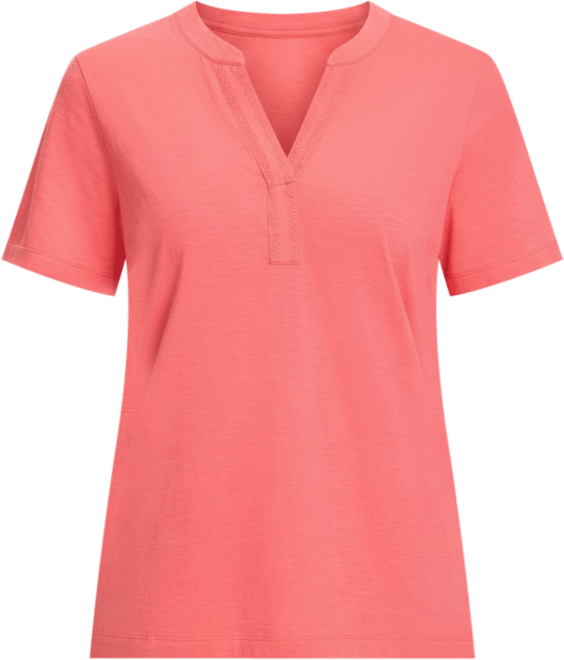 Women's Embroidered Split V-Neck T-Shirt