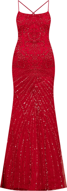 Women's Lace Up Open Back Beaded Dress