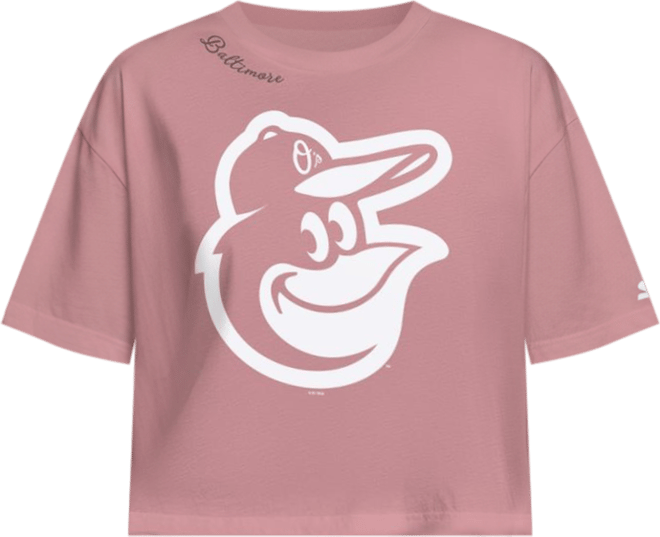 Women's Pink Baltimore Orioles Play the Ball Boxy Cropped T-Shirt