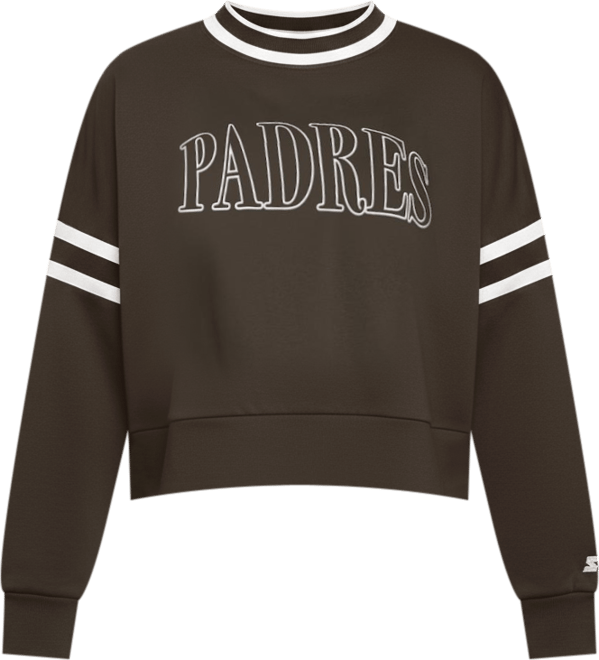 Women's Brown San Diego Padres Power Play Cropped Pullover Sweatshirt