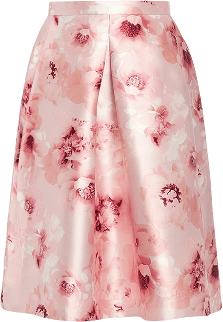 Plus Size Floral-Print Pleated Skirt