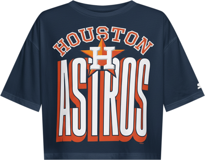 Women's Navy Houston Astros Play the Ball Boxy Cropped T-Shirt