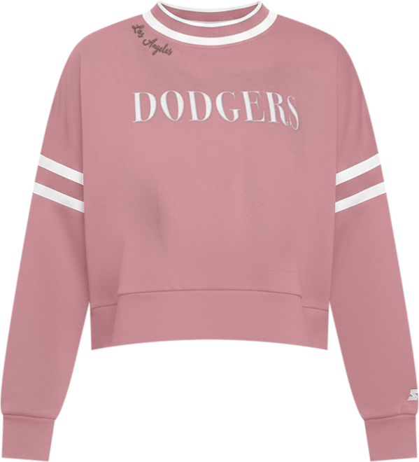 Women's&nbsp;Pink Los Angeles Dodgers Power Play Cropped Pullover Sweatshirt