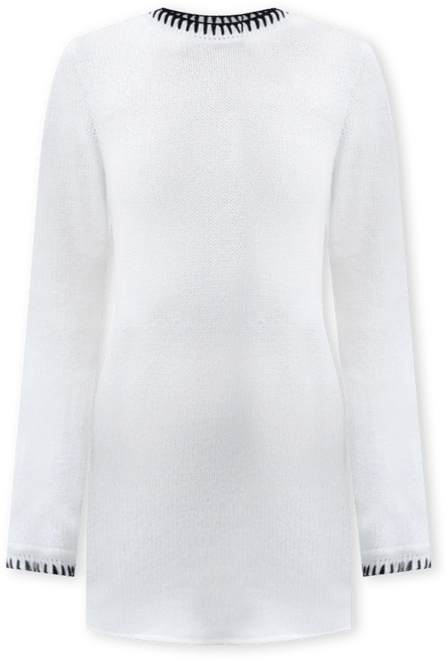 Us Women's Scarlett Off-White Contrast Stitch Wool Mini Dress