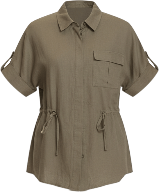 Women's Camp Shirt Drawstring Waist