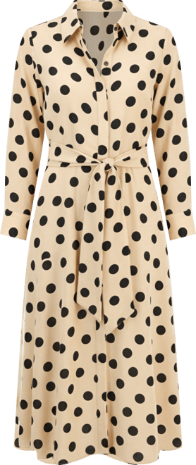 Women's Dot-Print Tie-Waist Shirtdress