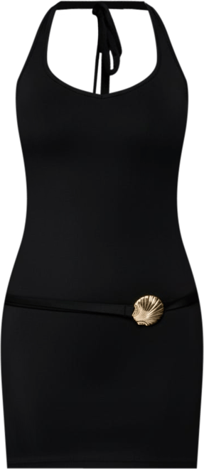 Women's Seashell Belt Halter Mini Dress