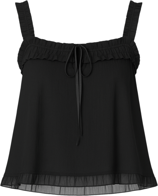 Women's Ruffle Mesh Babydoll Tank Top